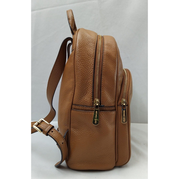 Michael Kors Tan Brown Pebbled Leather Pocket Zip Around Backpack - Picture 4 of 16